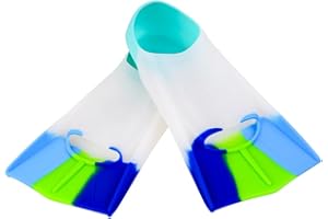 LYPPUL Palmes De Natation Courtes en Silicone, Palmes De Natation pour Enfants, Palmes Courtes pour Enfants Taille 27-29, Palmes EntraîNement Courtes, Palmes PlongéE avec Tuba pour Sports Nautiques
