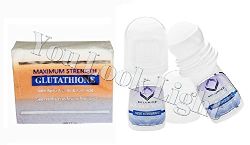(GC2) Premium Maximum Whitening/Peeling Soap w/ Glutathione, Arbutin, and Kojic acid + Relumins Advance White - Whitening Deodrant Roll-On