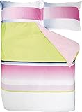 im Streifen Design DESIGNERS GUILD Wendebettwäsche Panneau Fuchsia Satin bunt Größe 135x200 cm (80x80 cm)