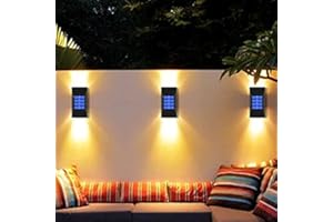 Jooayou Solar Lights Outdoor, 4 Pack Solar Wall Lights Outdoor, Solar Powered Garden Lights Waterproof Wireless Fence Lights Solar Lamps with Light Sensor for Outside - Bright White