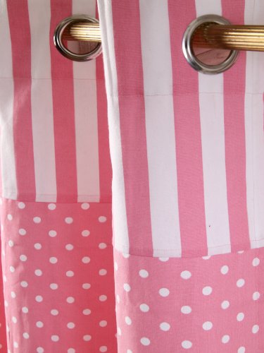 Homescapes Kindervorhang Mädchen Kinderzimmer Ösenvorhang Dekoschal Polka Dots 2er Set rosa weiß 137 x 228 cm (Breite x Länge je Vorhang) 100% reine Baumwolle - 3