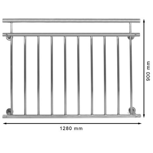 Homelux FB128S Edelstahl V2A Französischer Balkon Geländer Fenstergitter Balustrade 128 x 90 cm Satin - 6