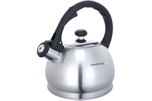 KLAUSBERG Bollitore a fischio, caraffa per acqua, teiera, bollitore, in acciaio inox, 1,8 l