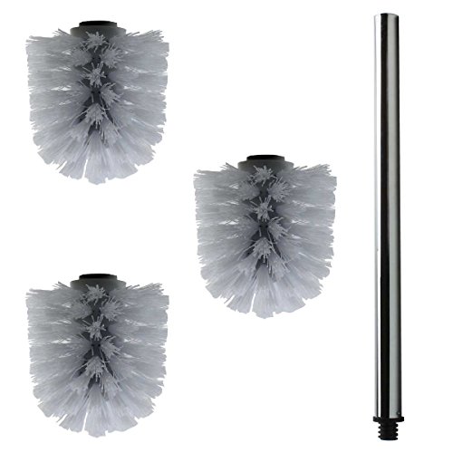 3x Ersatz Bürstenkopf weiß + Griff 26 cm / Austausch Toilettenbürste / Klobürste