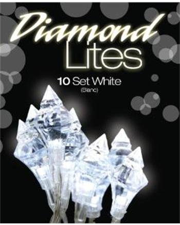 10 White Super Bright LED Diamond Lights 'Diamond Lites' Portable Battery Powered Lights