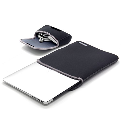 LENTION Wasserdicht Neopren Laptop Hülle für Notebook Computer 11-12 Zoll, MacBook Air 11”, MacBook 12”, mit einem kleinen Aufbewahrungsfach (Dunkelgrau) - 3