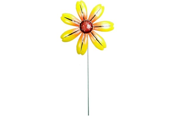 Piquets de fleurs en métal - Décoration de jardin en fer coloré pour pelouse, terrasse, parterres de fleurs, plantes en pot, décoration d'intérieur, 10,4 x 10,4 x 1,8 cm, longueur totale 38,1 cm