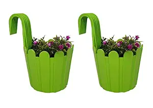 Wonderland (Set of 2) French Hook Plastic Railing Planter (Green)