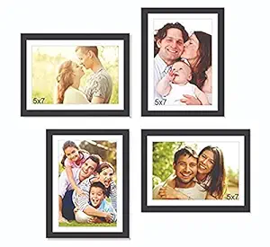 PRINTELLIGENT Set of 4 Picture Frames Premium Wall Collage Photo Frame Timeline (Black, Set of 4 Wall Photo Frames)