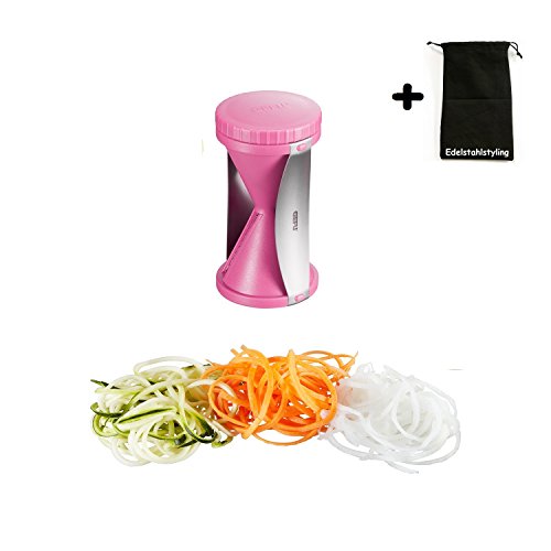 Gefu Spirelli Spiralschneider – verschiedene Farben (rosa+Beutel) - 2