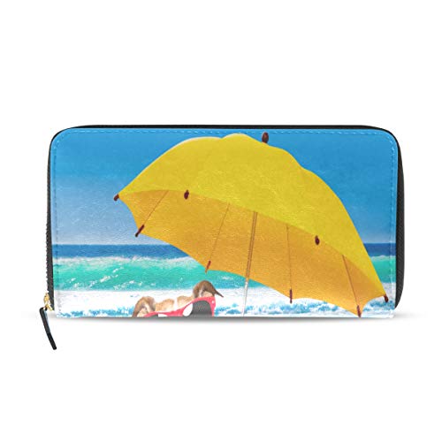 Preisvergleich Produktbild Regenschirm Hund Welpe Tier lange Pass Kupplung Geldbörsen Reißverschluss Brieftasche Fall Handtasche Geld Veranstalter Tasche Kreditkarteninhaber für Dame Frauen Mädchen Männer Reisen Geschenk