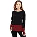 Hypernation Black and Maroon Color Round Neck Thumb Insert Cotton T-shirt For Women RS.749.00