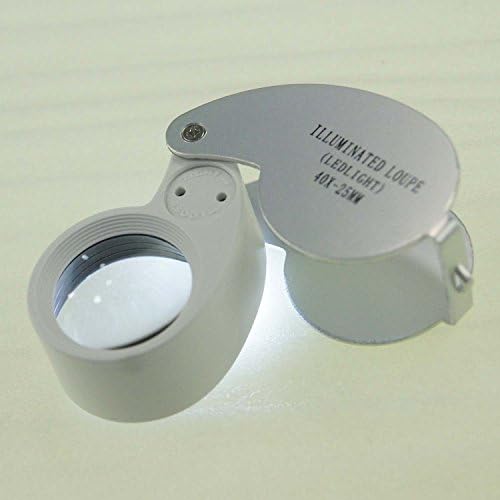 DEALBOX Pocket Jewellers Lens 40 X 25mm Loupe Eye Magnifier LED Light Magnifing Glass