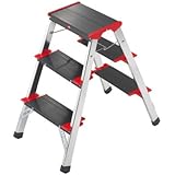 Hailo L90-225 - Taburete plegable de aluminio extra resistente (2 x 3 peldaños)