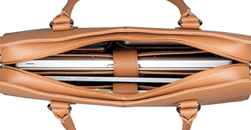 Su.B 15.6” 14” professionelle Design Damen Laptoptasche, echtes Leder – Made in Italy (Hellbraun) - 6