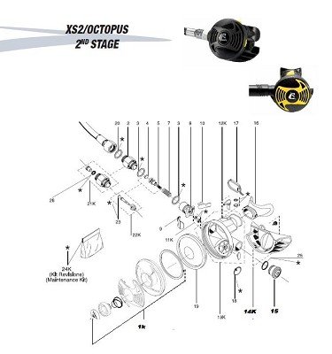 Preisvergleich Produktbild Ersatz-Tauchregler: KIT-WARTUNG 2. Stufe AIR PLUS-XS PLUS-XS1-2
