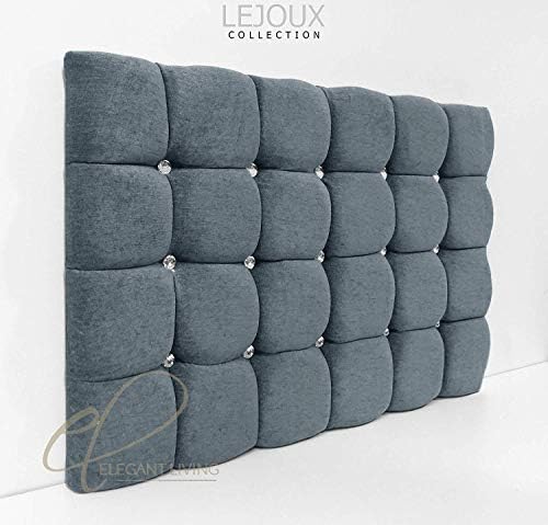 Lejoux™ Collection Super Cube Luxury Designer Headboard Bed Head in Chenille in Single Double King (Charcoal Chenille, 4ft6 (Double) 24 Inches High)