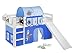 Produktbild Lilokids Spielbett JELLE mit Rutsche und Vorhang Kinderbett Holz weiß 208 x 98 x 113 cm