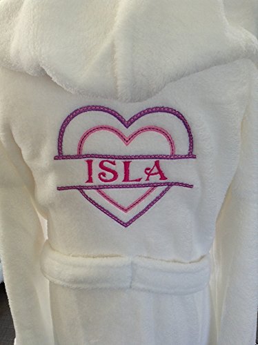Girls personalised dressing gown split heart design
