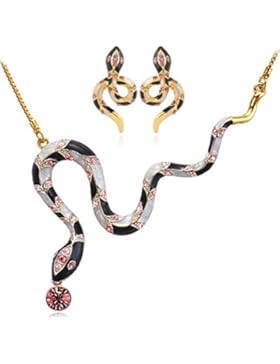 MESE London Ägyptische Schlange Halskette Und Ohrringe Set 18K Gold Uberzogen Kleopatra Anhänger - Elegante Geschenkbox