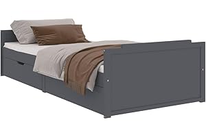 ‎VIDAXL vidaXL Rama łóżka z szufladami, ciemnoszara, sosnowa, 90 x 200 cm