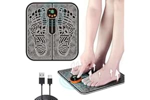 AILEDA Masajeador de Pies,EMS Masajeador de Pies, Masajeador Plantar Eléctrico Plegable y Portátil,8 Modos, 19 Niveles de Intensidad Ajustable para Alivio del Dolor y Mejora de la Circulación Sanguínea