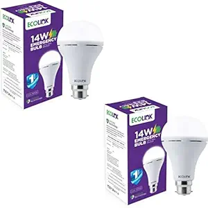 EcoLink 14W B22 LED Cool Daylight Inverter Bulb, White, Pack of 2 (929002441554)