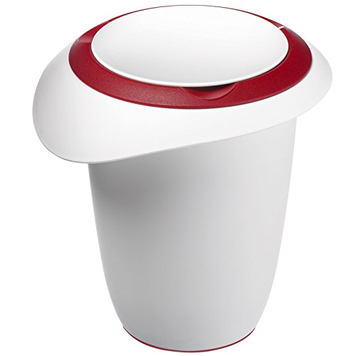 Westmark Quirltopf mit Spritzschutz, Deckel und Ausgießer, Kunststoff, Füllvolumen: 1 Liter, Weiß/Rot, 3151227R