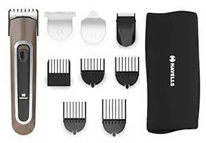 Havells GS6451 - Fast Charge 4-in-1 Grooming Kit for Beard & Hair Trimming with multiple attachments; Cord & Cordless adjustable; Titanium blades; 90 mins run time (Brown)