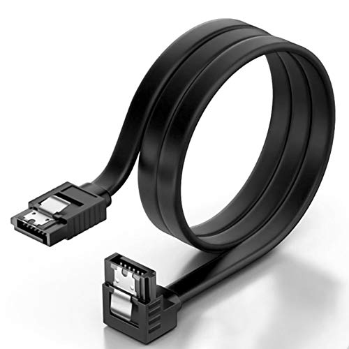 KUYIA SATA-3 Câble avec loquet de Verrouillage 45 cm Noir Droit à Angle Droit 90 ° | Compatible jusqu'à S-ATA/600 | Serial ATA | 1,5 GBS/GBIT/GBS (rétrocompatible)