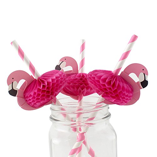 ipalmay 3D Flamingo Cocktail Trinken Papier Trinkhalme, Einweg biologisch abbaubar, 19,7 cm, 100 Stück