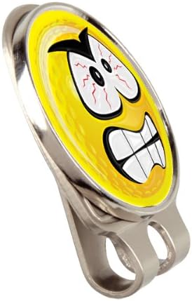 YELLOW SMILEY ANGRY FUSION CAP OR HAT CLIP AND MAGNETIC GOLF BALL MARKER BY ASBRI GOLF