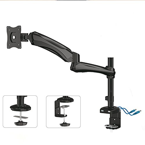 Maclean Brackets MC-669 Tischhalterung TV Monitor Halterung Halter Schwenkarm Ständer Monitorarm 2x USB 3.0 13"-27" 9 kg