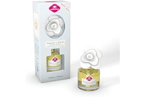 CRISTALINAS Ambientador de Flor de CERÁMICA. Mas de 2 Meses de duracion. 90ml Aroma: (Jazmín y Magnolia)