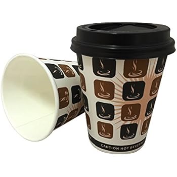 50 x Disposable Paper Coffee Cups and Lids. 8 oz, 12 0z, or 16 0z. (12 ...