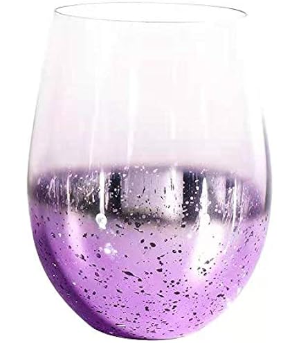 Tech Island Wine GlassDAISY Print STEMLESS Wine Glass Clear Crystal - View #2