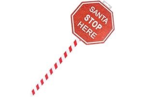 GEM IMPORTS Santa Stop Here Glitter Wooden Christmas Decorative Stake Sign – 57.5cm Festive Outdoor & Indoor Decoration, Holiday Yard Stake for Xmas Garden, Driveway & Home Décor