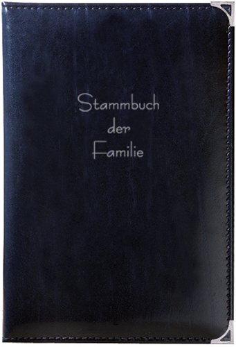 Stammbuch SALZBURG, dunkelblau, Leder, Silberprägung und 4 Schmuckecken, Ziernaht, Stammbuchformat (70022RW)