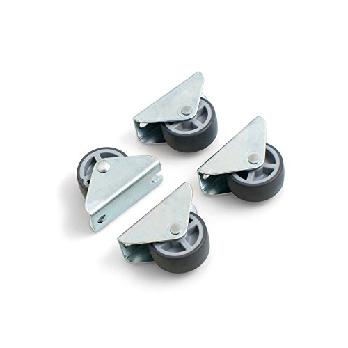 Design61 Jeu de 4 roulettes fixes Pour meuble, coffre Surface de roulement souple 30 x 14 mm