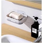 SAFESTORE Yapışkanlı Su Giderli Sabunluk, Plastik, Modern Tasarım, Banyo Mutfak i&ccedil;in Katı Sabunluk ve S&uuml;ngerlik Seti, Mint Ye