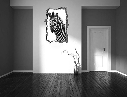 Pixxprint 3D_WD_S1509_62x42 wundervolles Zebra Wanddurchbruch 3D Wandtattoo, Vinyl, bunt, 62 x 42 x 0,02 cm - 4