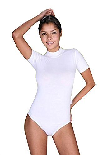 elegance1234Ladies Cotton Turtleneck Half Sleeve Bodysuits Leotards(2346)