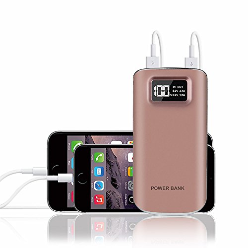 DoSHIn Caricabatterie Portatile 10000mAh 2 Porte USB Batteria Esterna con LED Display Digitale Intelligente Power Bank,per iPhone, Samsung, Huawai, Tablet, Smartphone e Altro(Oro rosa)