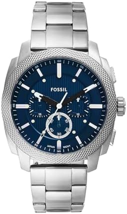 Fossil Orologio New Machine da uomo, movimento cronografo al quarzo da 44 mm con cinturino in acciaio inossidabile o in pelle