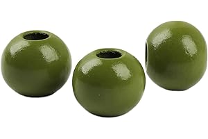 Oneyijun 50 Piezas Cuentas de Madera Naturales Redondas de Colores para Bisutería DIY - Abalorios de 20mm con Agujero para Manualidades, Decoración y Creación de Joyas (Verde oscuro)