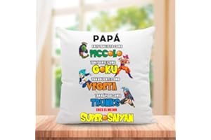 SUPER STICKER Cojín para Papá, Regalo Original día del Padre, 40x40cm (Papa Dragon Ball)