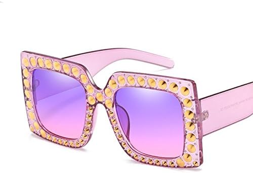 WHLDK Ms. Stylish Sunglasses Personality Big Box Rivets Retro Square Sunglasses F Sunglasses