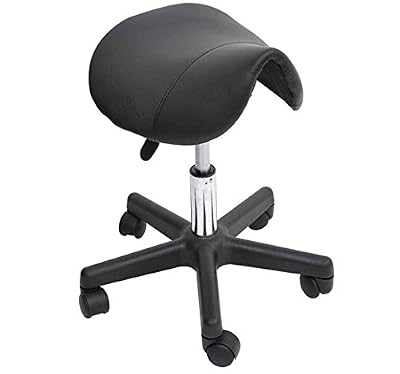 Homcom Tabouret de massage tabouret selle ergonomique pivotant 360° hauteur réglable similicuir noir 16