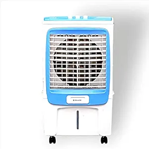 Moonair Plastic Gold 65 Desert Air Cooler With 65 Liters Water Tank; A+ Grade Plastic Body; 5 Fin Power Flow Blade; Castor Wheels For easy Movement; 4 Way Air Deflection; Low Power Consumption; 3 Speed; (65-L ,Blue And White)