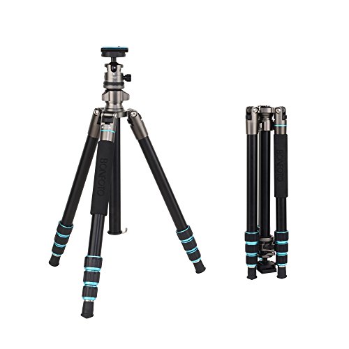 Bonfoto B674A Aluminiumlegierung Kamera-Stativ, Stativ Reise, Dreibeinstativ mit 3D-Kugelkopf Schnellwechselplatte und Einbeinsativ-Funktion fr Canon Nikon Sony etc.